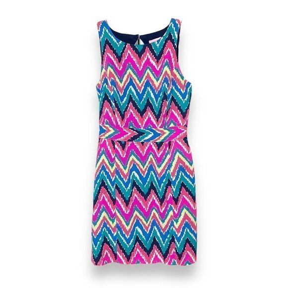 Lilly Pulitzer Kirkland Hearts A Flutter Chevron Keyhole Back Colorful Dress - 4 - Picture 2 of 14